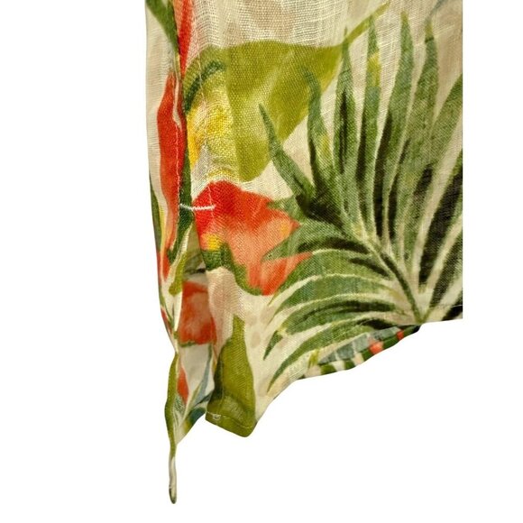 Chico's 100% Linen Top Boxy Lighweight Tropical Animal Print Resort Size L/XL - Picture 4 of 7
